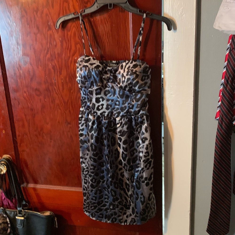 Blue leopard print dress